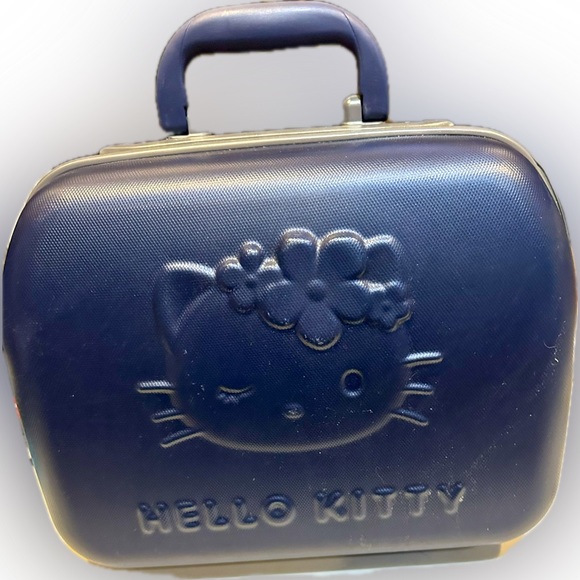 VTG RARE 2001 NAVY HELLO KITTY SANRIO HARD SHELL TRAVEL BAG SUITCASE LUGGAGE 15” - Picture 3 of 15